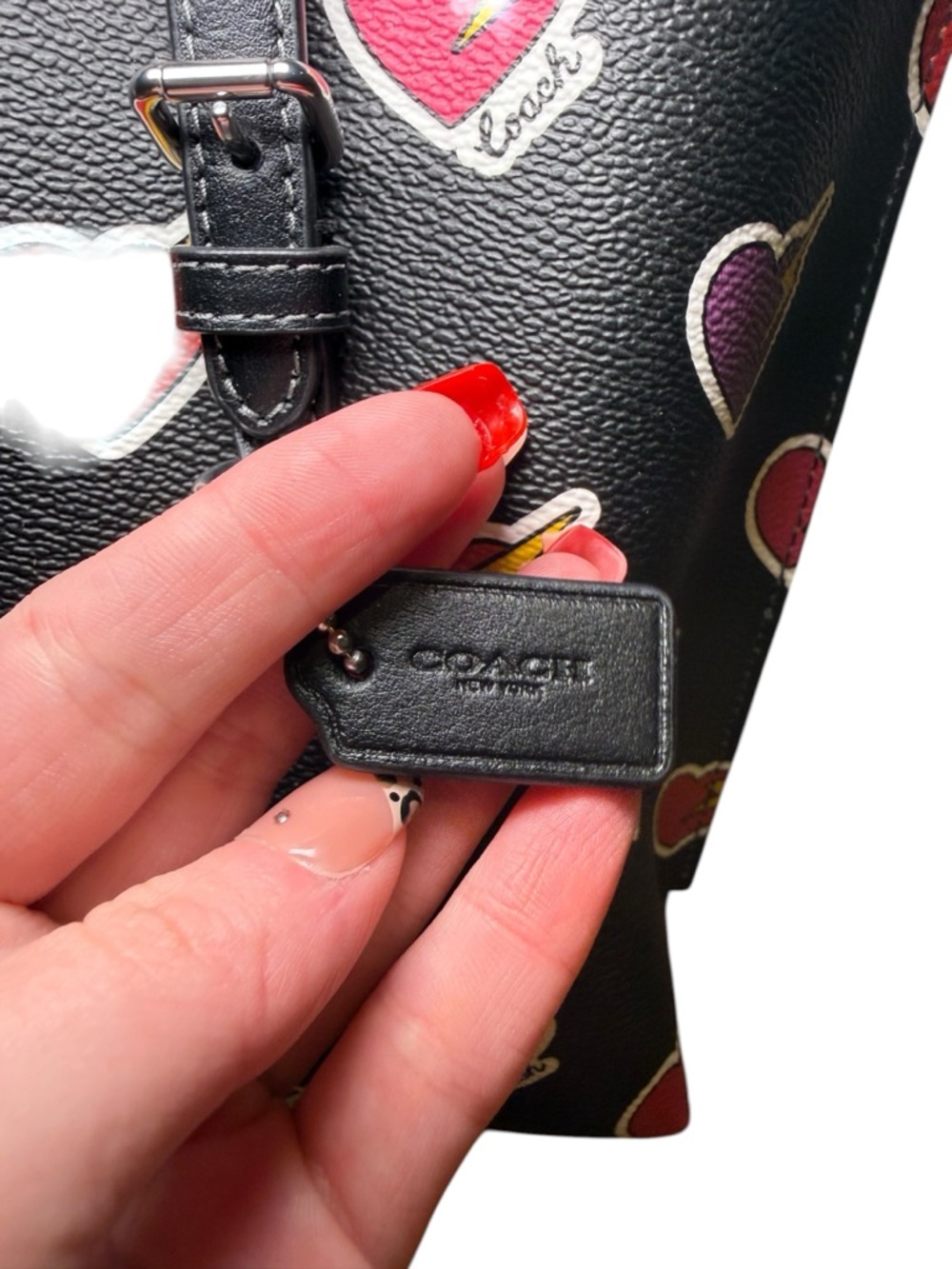 Coach Mollie Tote Bag 25 with Heart Bolt Print - Picture 11 of 15
